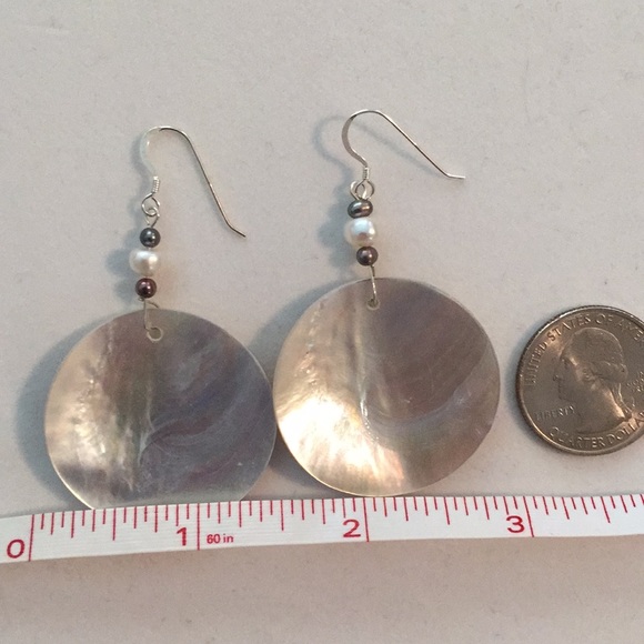 Exquisite handmade earrings Pearl,shell, sterling - Picture 5 of 6